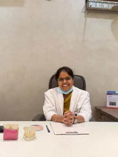 Dentist treating a patient at Varahi Dental Care, Karimnagar