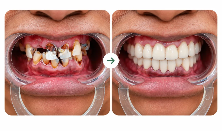 Before and after smile correction case at Varahi Dental Care, Karimnagar